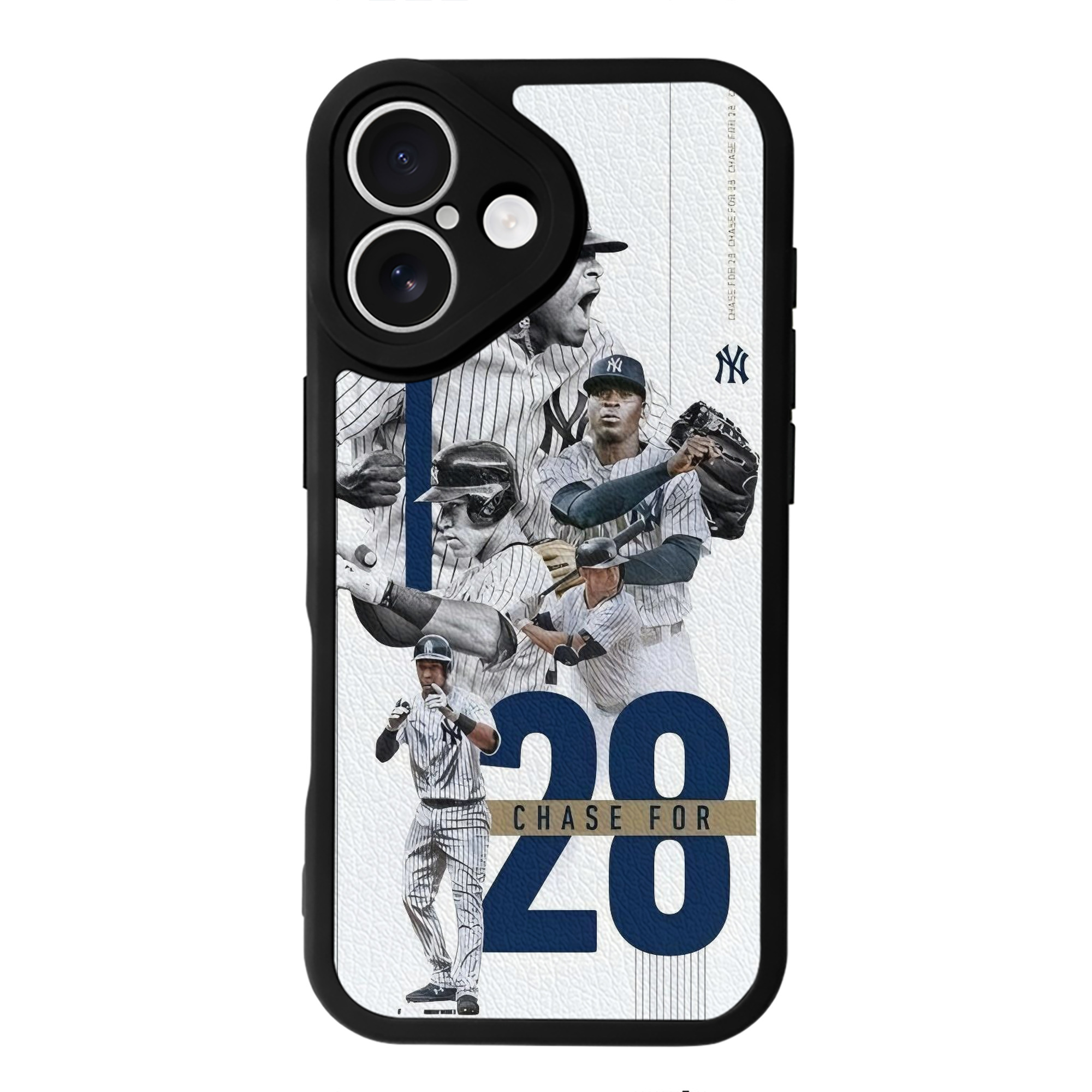 New York Yankees Chase For 28 IPhone 16 Silicone Leather Case – UV Print, Lambskin Texture – Perfect Fit, Wireless Charging Compatible, Scratch Resistant, Precise Cutouts – Stylish Protection For IPhone 16